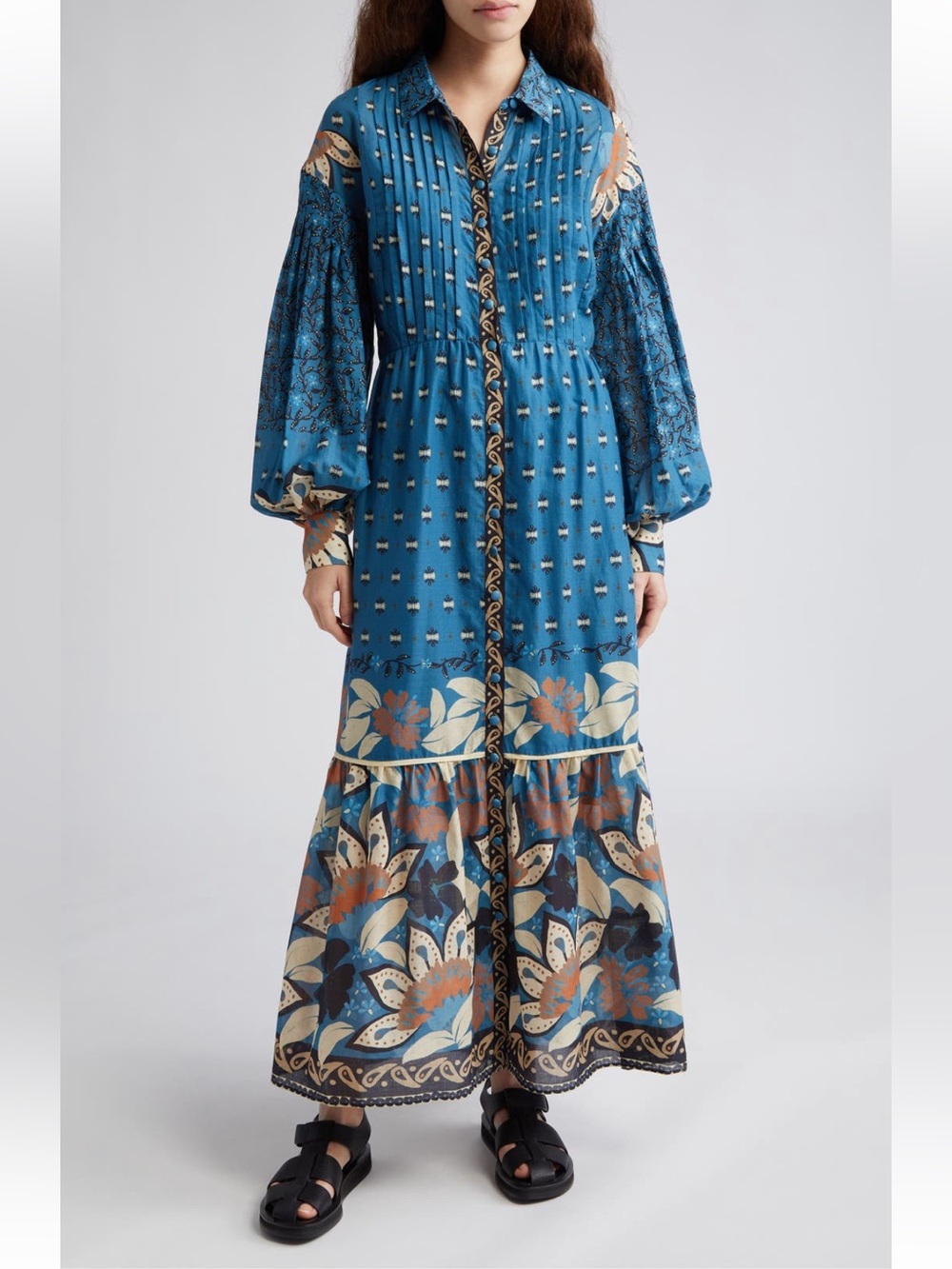 FARM Rio Ainika Chill Long Sleeve Shirtdress, S